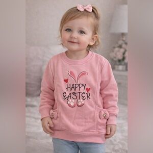 Cute Pink Happy Easter Kids Sweatshirt